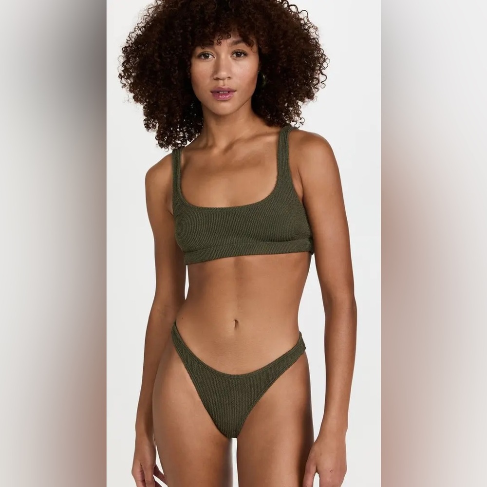 NWT Good American Swim Bottoms in olive green